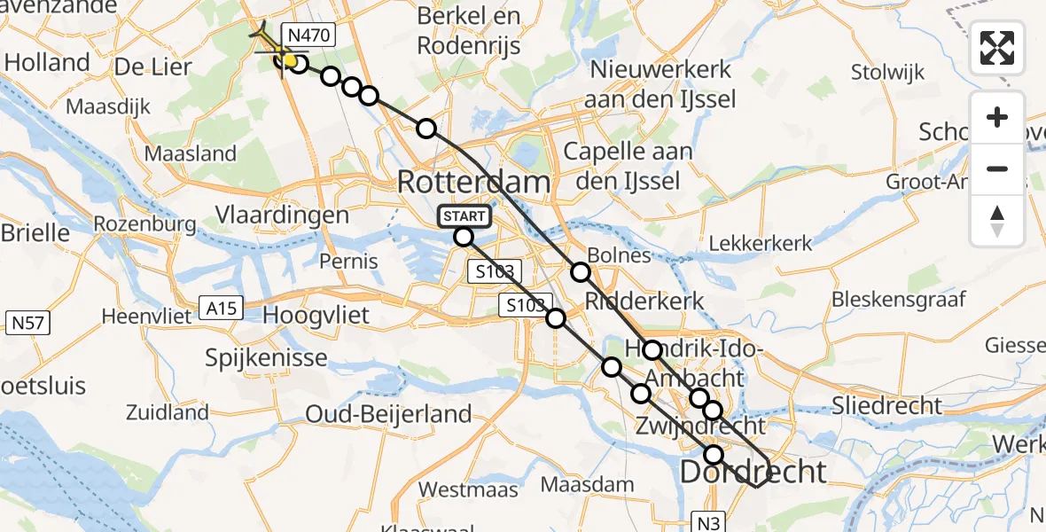 Routekaart van de vlucht: Lifeliner 2 naar Delft, Müllerhoofd