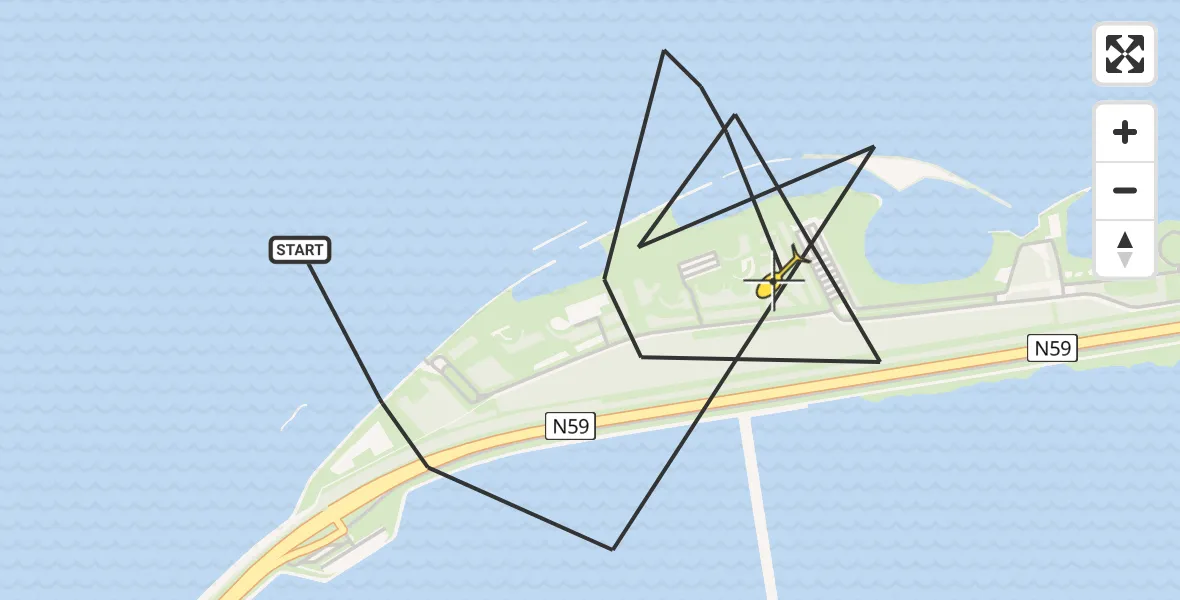 Routekaart van de vlucht: Kustwachthelikopter naar Bruinisse, Plaat van Oude Tonge