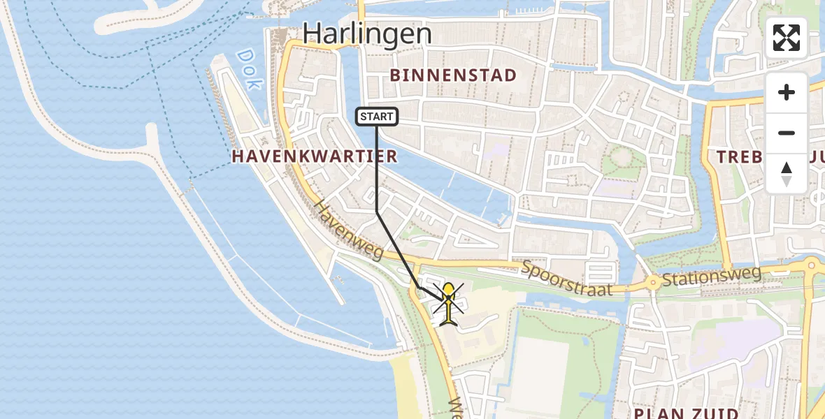 Routekaart van de vlucht: Lifeliner 4 naar Harlingen, Westerzeedijk