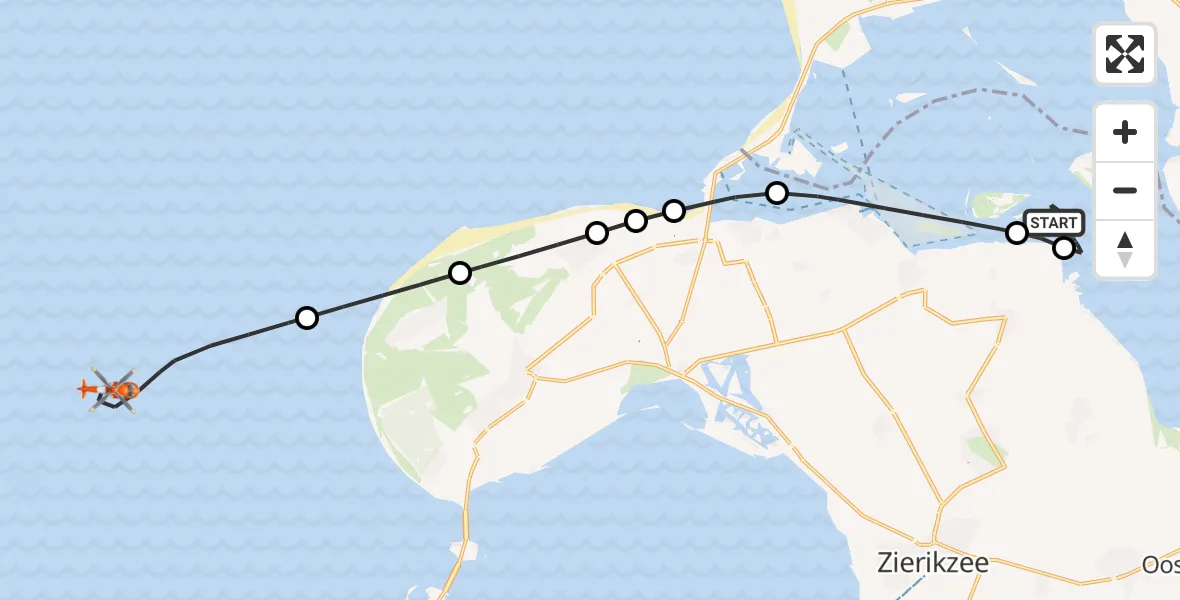 Vluchtroute Kustwachthelikopter Brouwershaven - , 07 maart 2025, 14:20