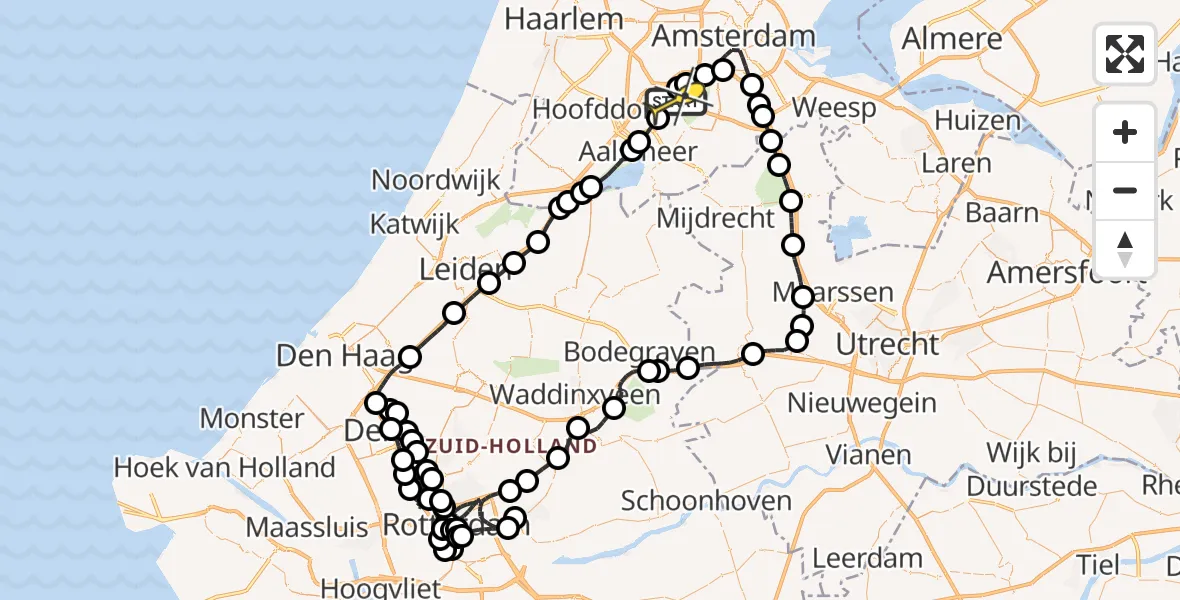 Routekaart van de vlucht: Politieheli naar Schiphol, Loevesteinse Randweg