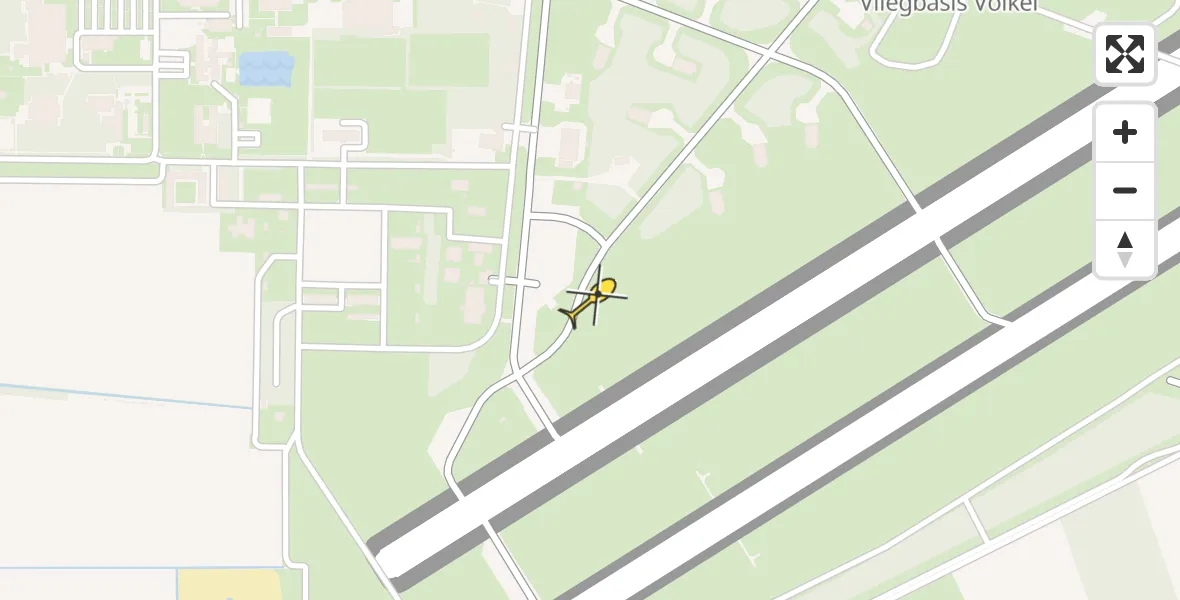 Vluchtroute Politiehelikopter van Vliegbasis Volkel naar Vliegbasis Volkel