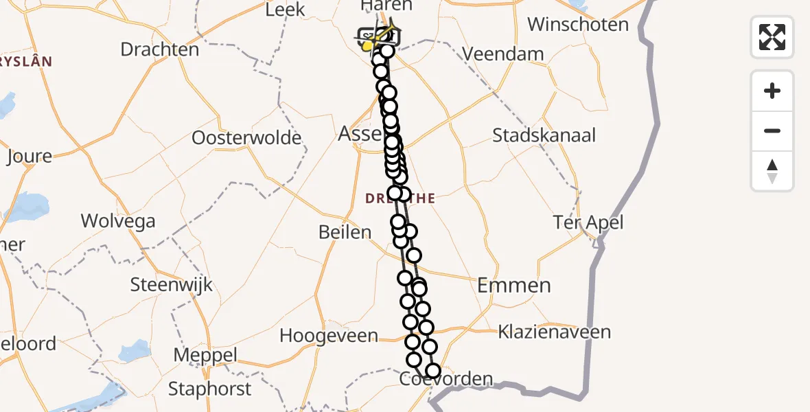 Routekaart van de vlucht: Lifeliner 4 naar Groningen Airport Eelde, Vissersweg