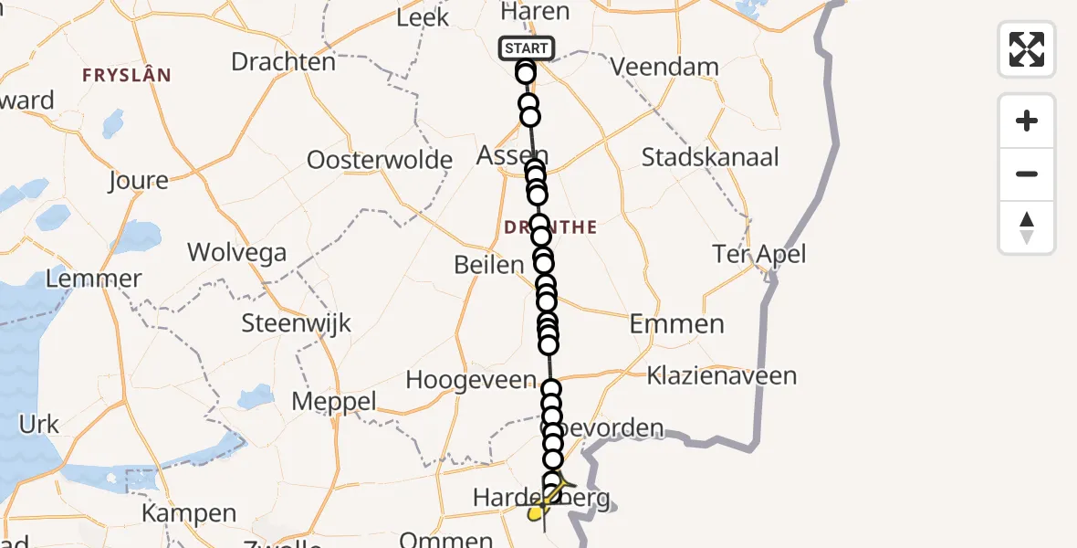 Routekaart van de vlucht: Lifeliner 4 naar Hardenberg, Vissersweg