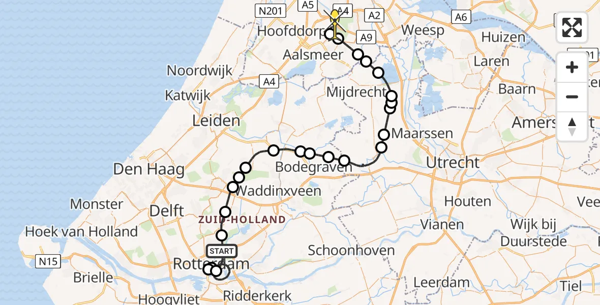 Routekaart van de vlucht: Politieheli naar Schiphol, Langepad