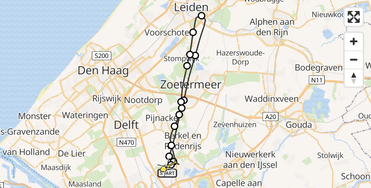 Routekaart van de vlucht: Lifeliner 2 naar Rotterdam The Hague Airport, Oude Bovendijk