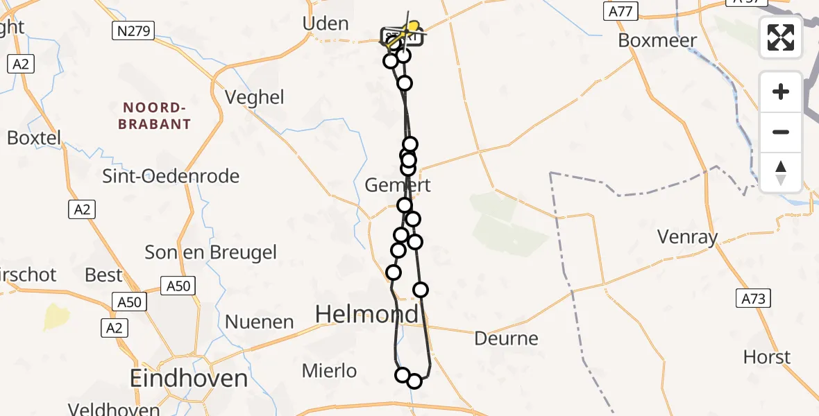 Routekaart van de vlucht: Lifeliner 3 naar Vliegbasis Volkel, Vogelstraat