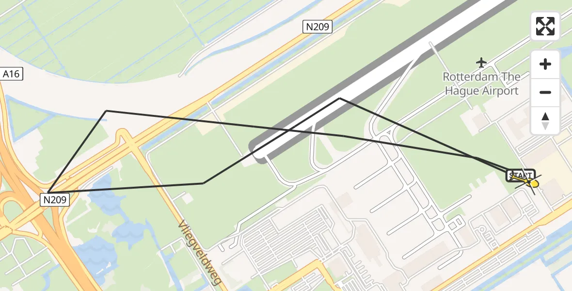 Routekaart van de vlucht: Lifeliner 2 naar Rotterdam The Hague Airport, Schieveensedijk