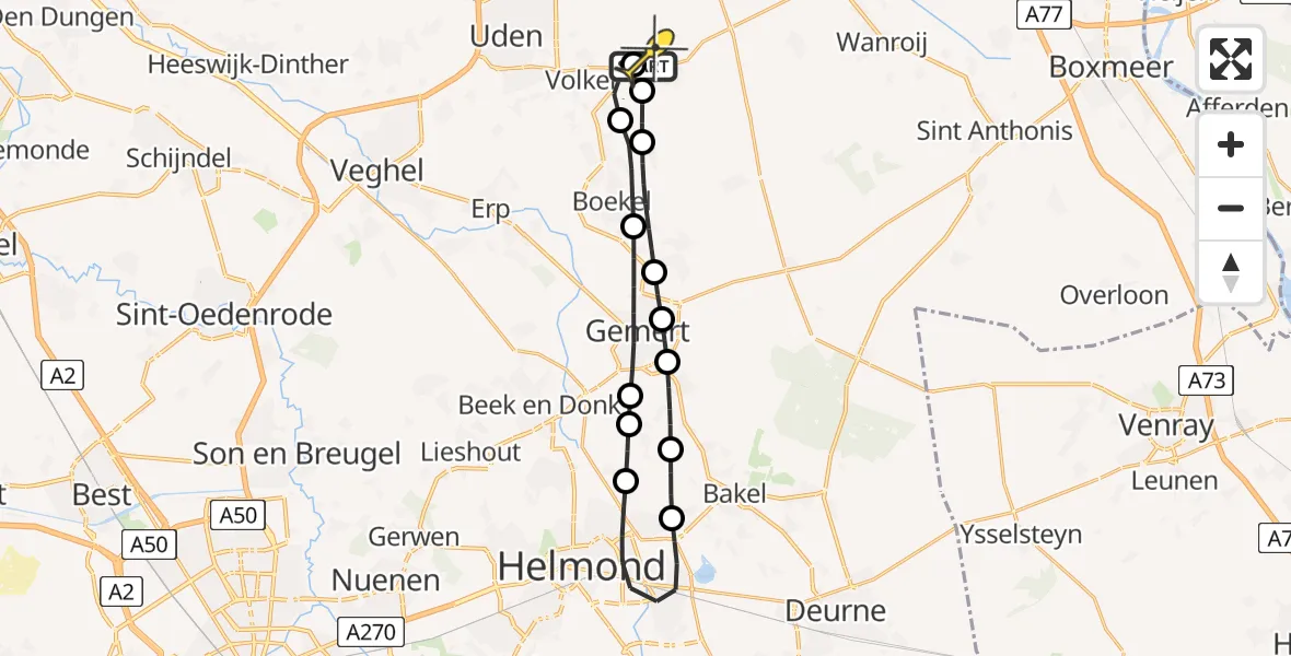 Routekaart van de vlucht: Lifeliner 3 naar Vliegbasis Volkel, Vogelstraat