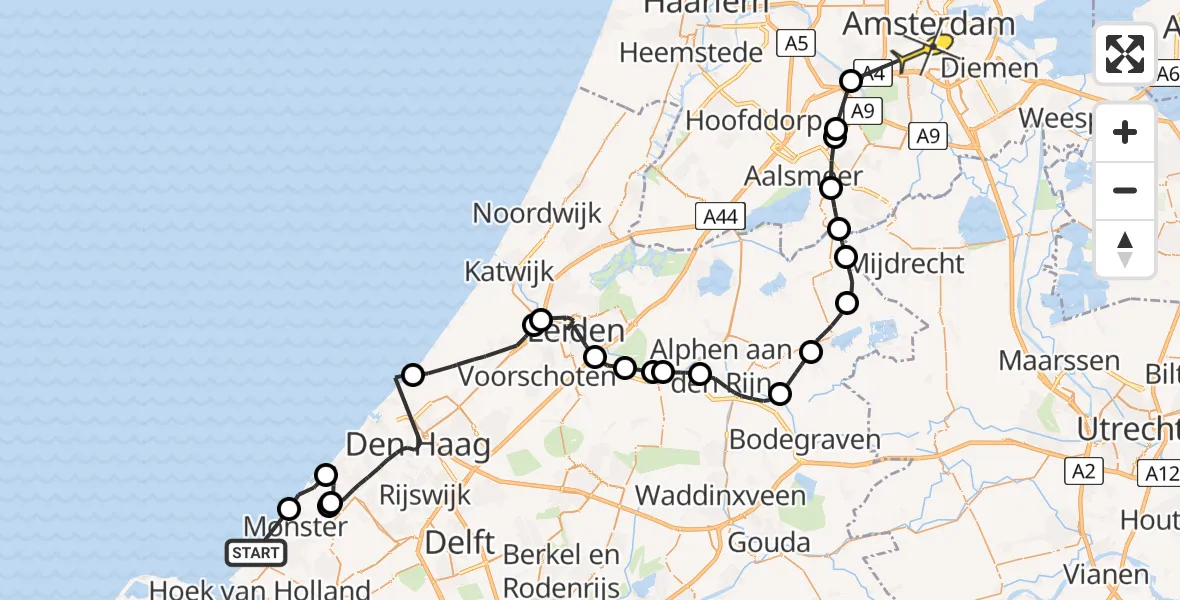 Routekaart van de vlucht: Politieheli naar Amsterdam, Zandmotorpad