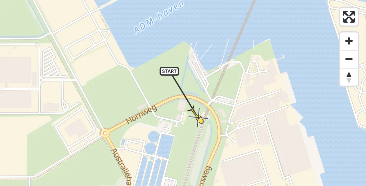 Vluchtroute Traumahelikopter van Amsterdam Heliport naar Amsterdam Heliport