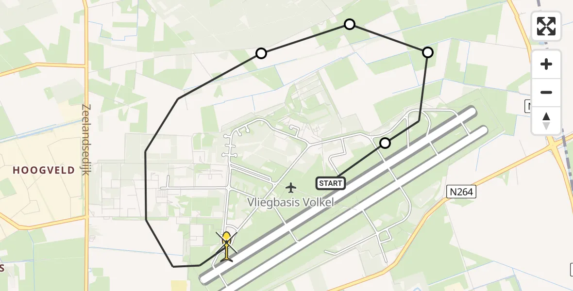 Routekaart van de vlucht: Lifeliner 3 naar Vliegbasis Volkel, Zeelandsedijk