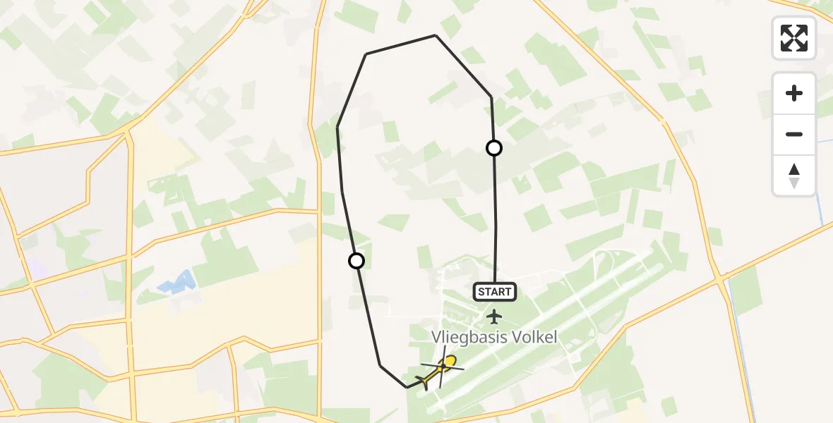 Routekaart van de vlucht: Lifeliner 3 naar Vliegbasis Volkel, Trentsedijk