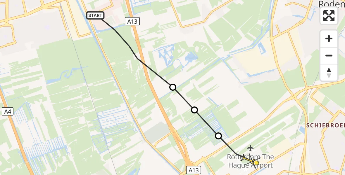 Routekaart van de vlucht: Lifeliner 2 naar Rotterdam The Hague Airport, Melariumpad