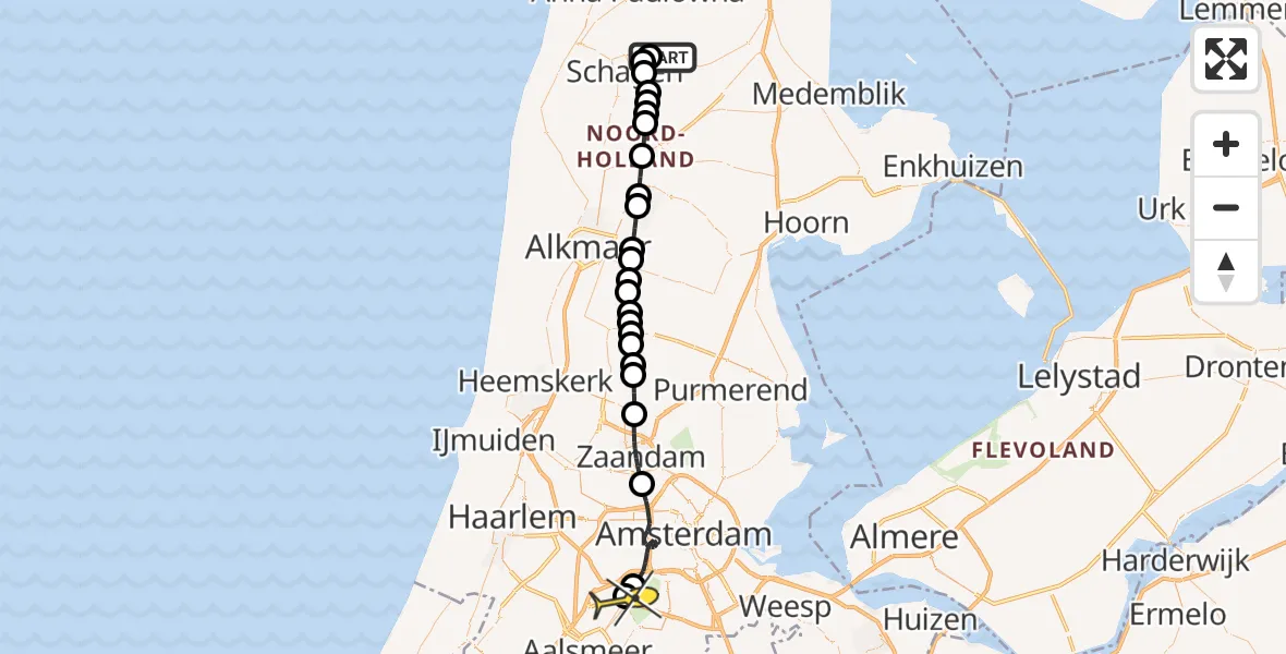 Routekaart van de vlucht: Politieheli naar Schiphol, Gouwweg