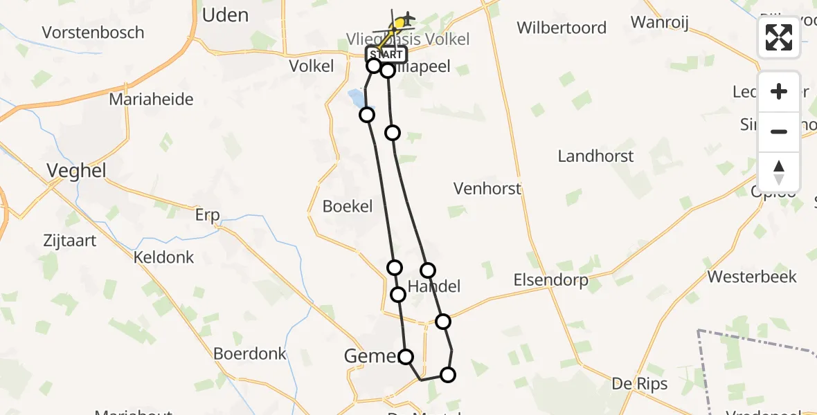 Routekaart van de vlucht: Lifeliner 3 naar Vliegbasis Volkel, Oosterheidestraat