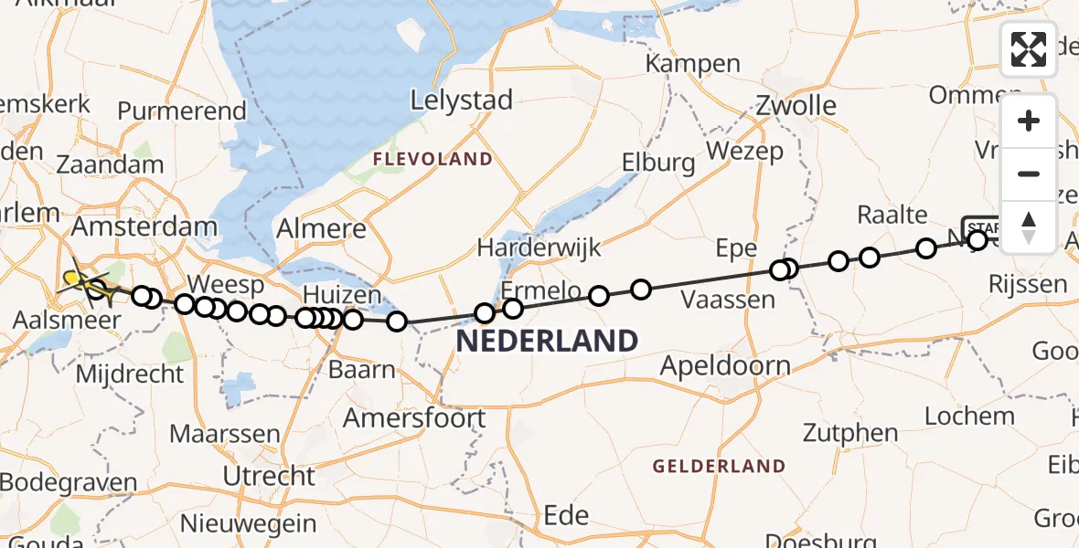 Routekaart van de vlucht: Politieheli naar Schiphol, Bonteweg