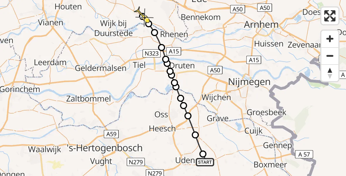 Routekaart van de vlucht: Lifeliner 3 naar Leersum, Houtvennen