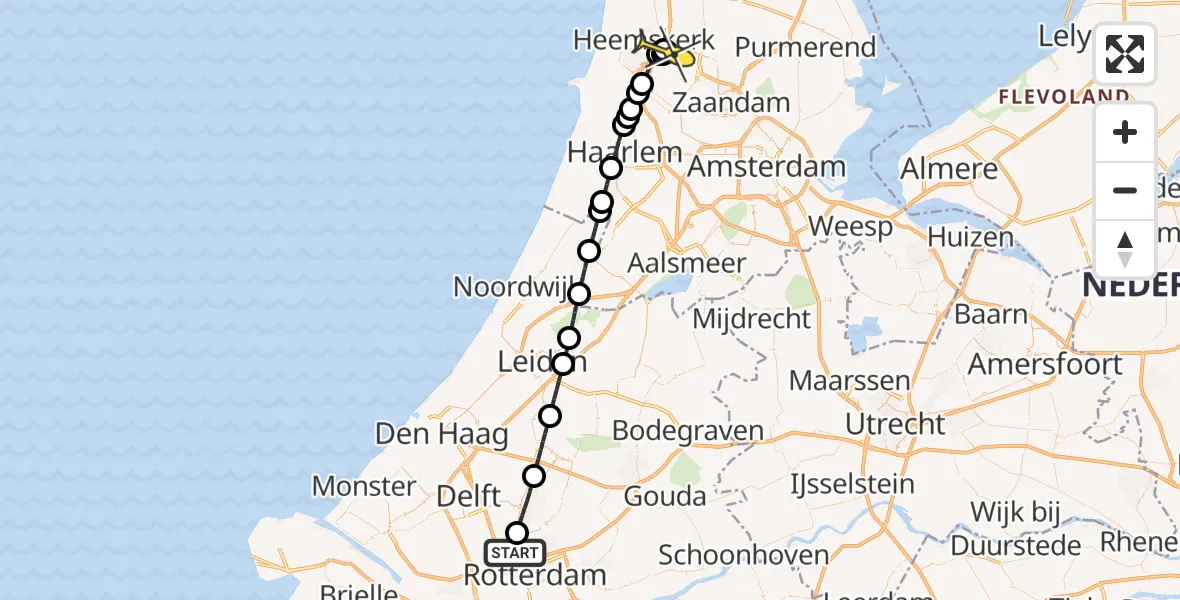 Routekaart van de vlucht: Lifeliner 2 naar Uitgeest, Doenkadepad