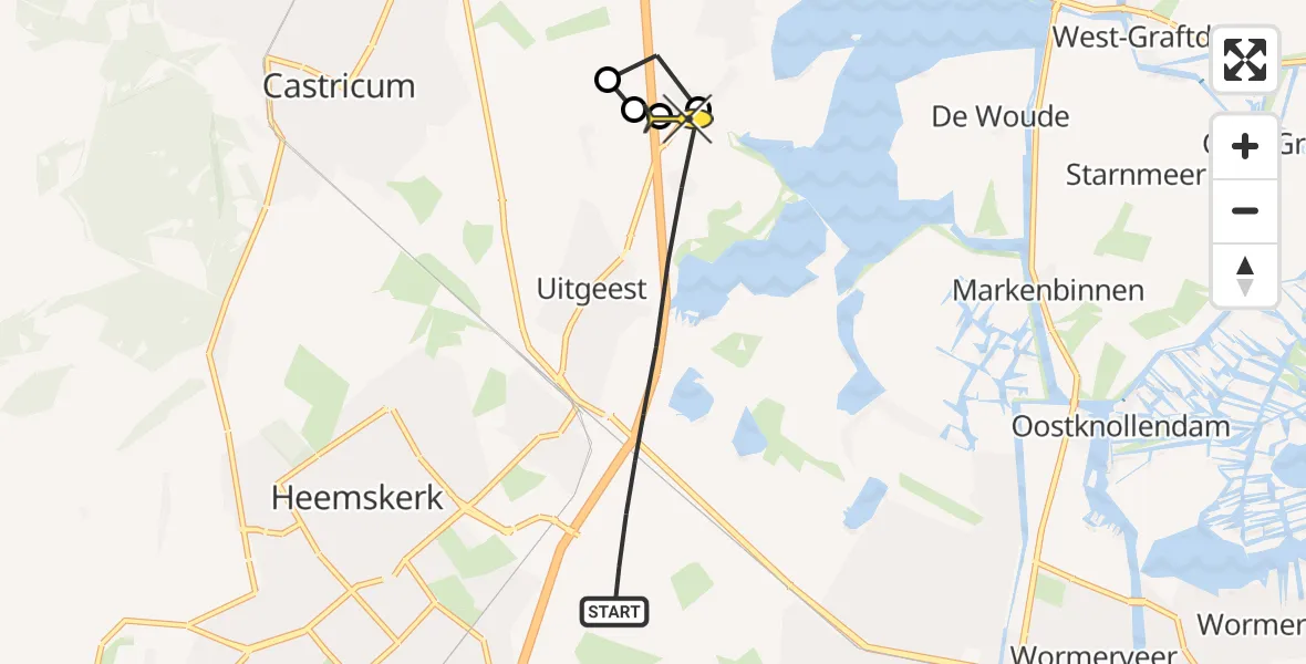 Routekaart van de vlucht: Lifeliner 2 naar Akersloot, Vogelmeerweg