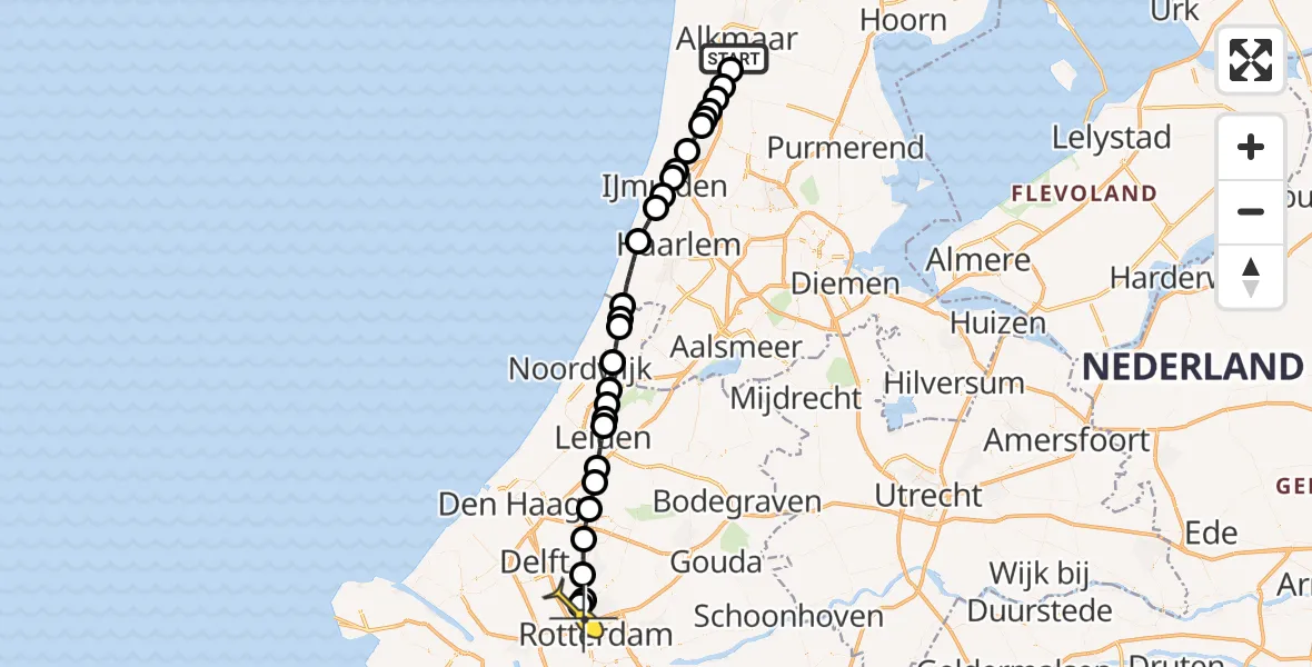 Routekaart van de vlucht: Lifeliner 2 naar Rotterdam The Hague Airport, Pyrietstraat