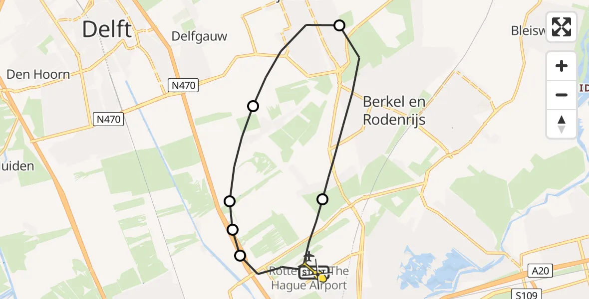 Routekaart van de vlucht: Lifeliner 2 naar Rotterdam The Hague Airport, Oude Bovendijk