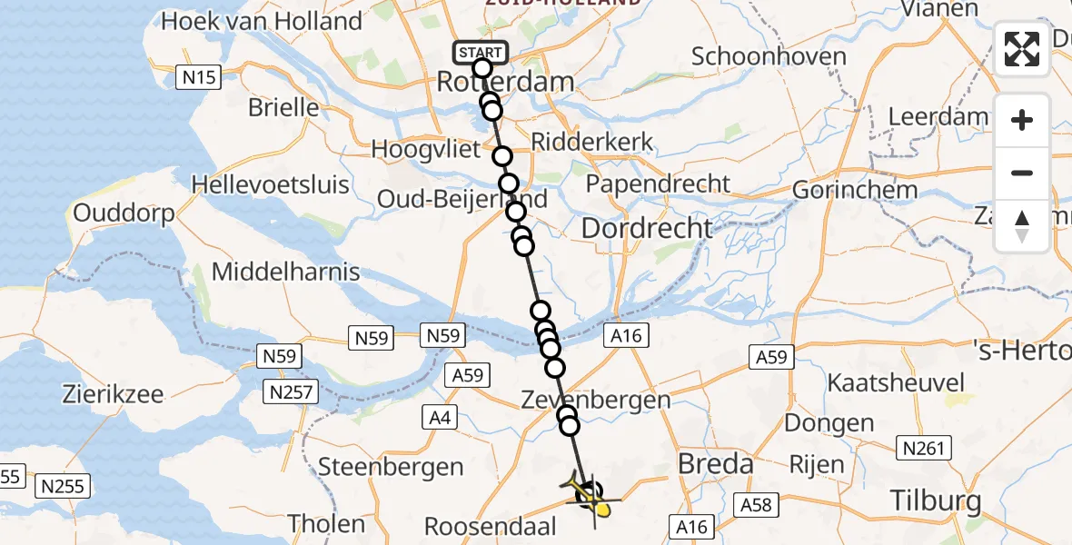 Routekaart van de vlucht: Lifeliner 2 naar St. Willebrord, Lutonbaan