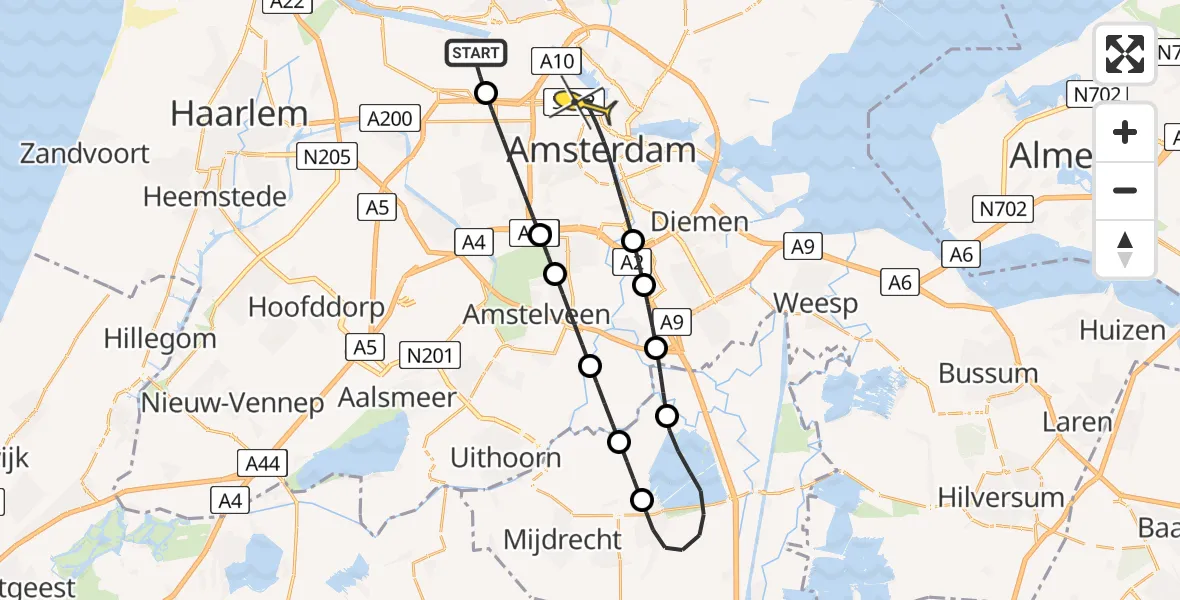 Routekaart van de vlucht: Lifeliner 1 naar Amsterdam, Maltaweg