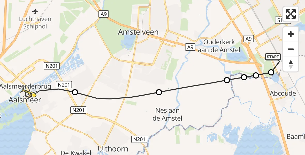 Routekaart van de vlucht: Lifeliner 1 naar Aalsmeer, Hogendijk