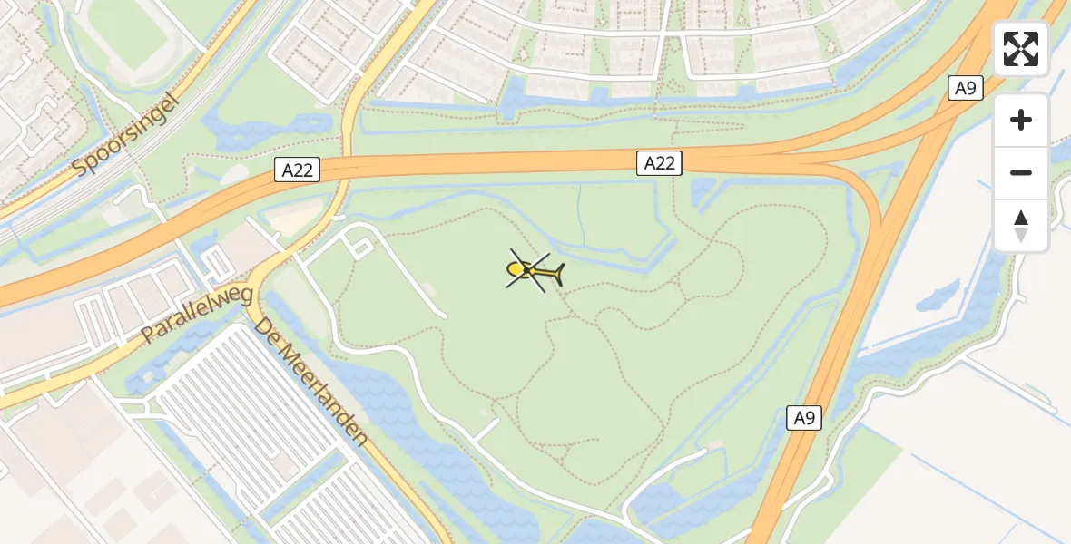 Routekaart van de vlucht: Politiehelikopter naar Beverwijk