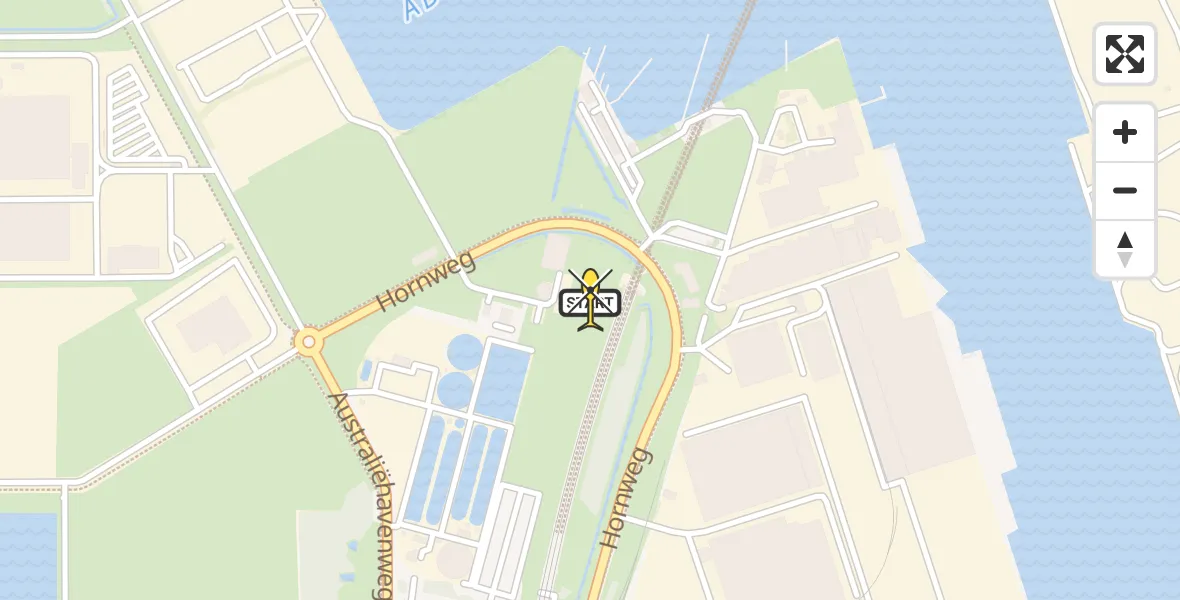Vluchtroute Traumahelikopter van Amsterdam Heliport naar Amsterdam Heliport