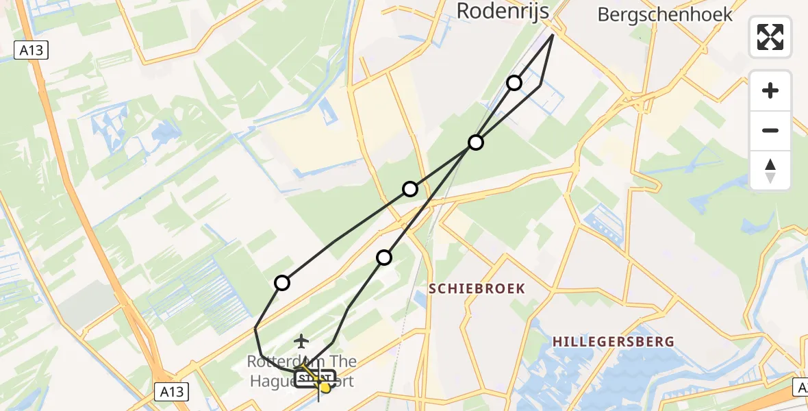 Routekaart van de vlucht: Lifeliner 2 naar Rotterdam The Hague Airport, Bovendijk