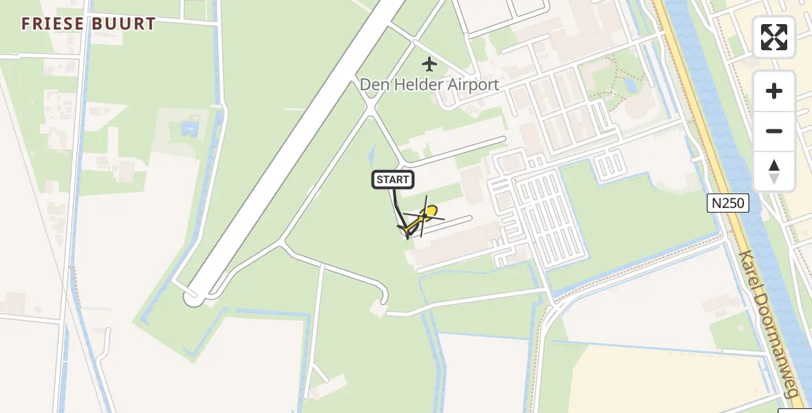 Vluchtroute Kustwachthelikopter van Vliegveld De Kooy naar Vliegveld De Kooy