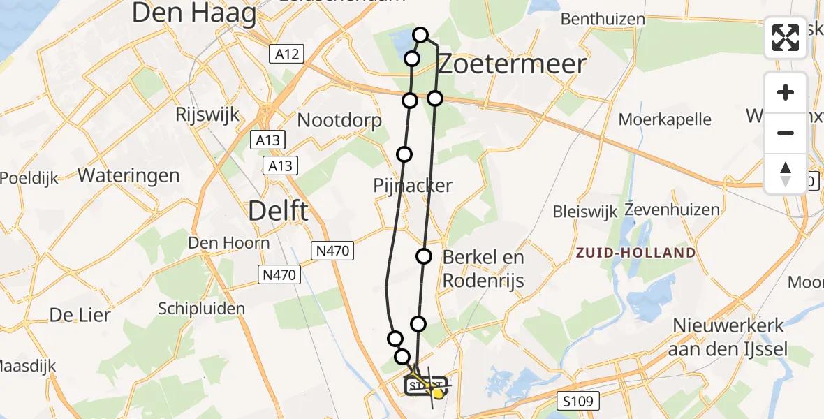 Routekaart van de vlucht: Lifeliner 2 naar Rotterdam The Hague Airport, A16 Rotterdam