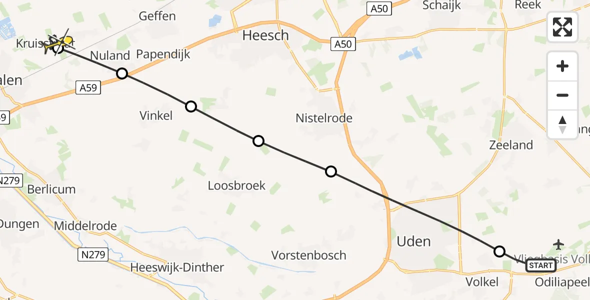 Routekaart van de vlucht: Lifeliner 3 naar Rosmalen, Zeelandsedijk