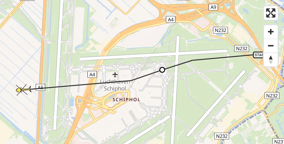 Routekaart van de vlucht: Politiehelikopter naar Hoofddorp, Ceintuurbaan