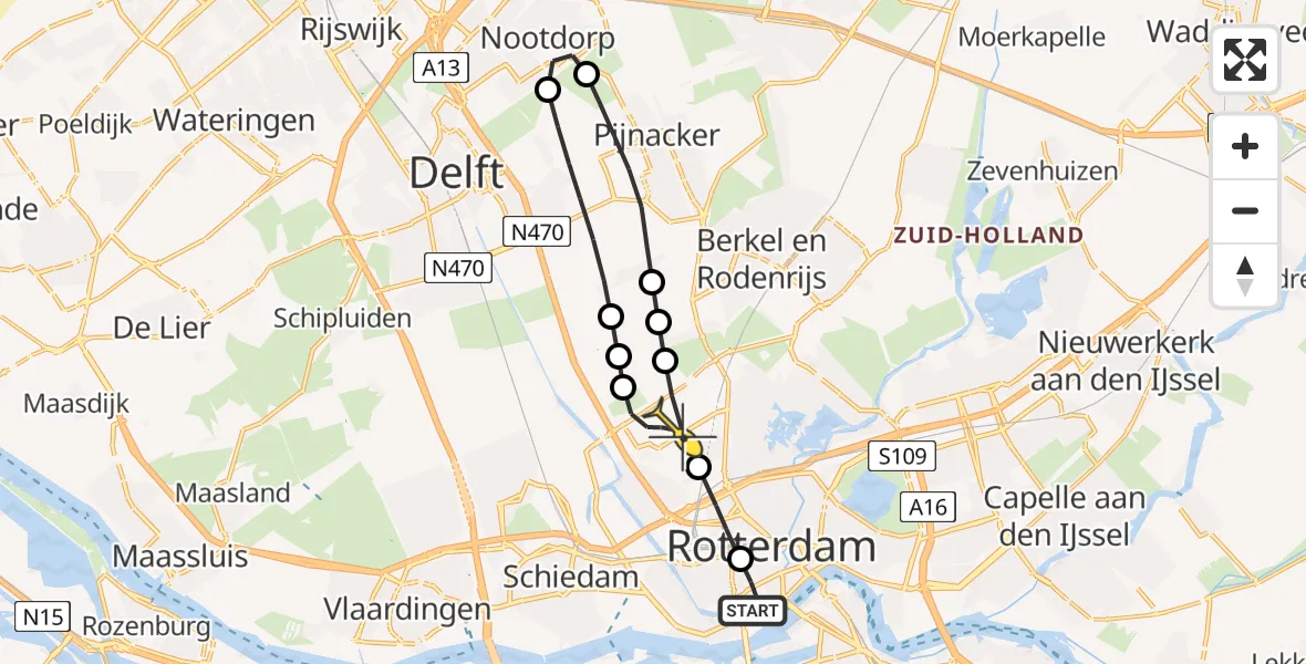 Routekaart van de vlucht: Lifeliner 2 naar Rotterdam The Hague Airport, Coolsestraat