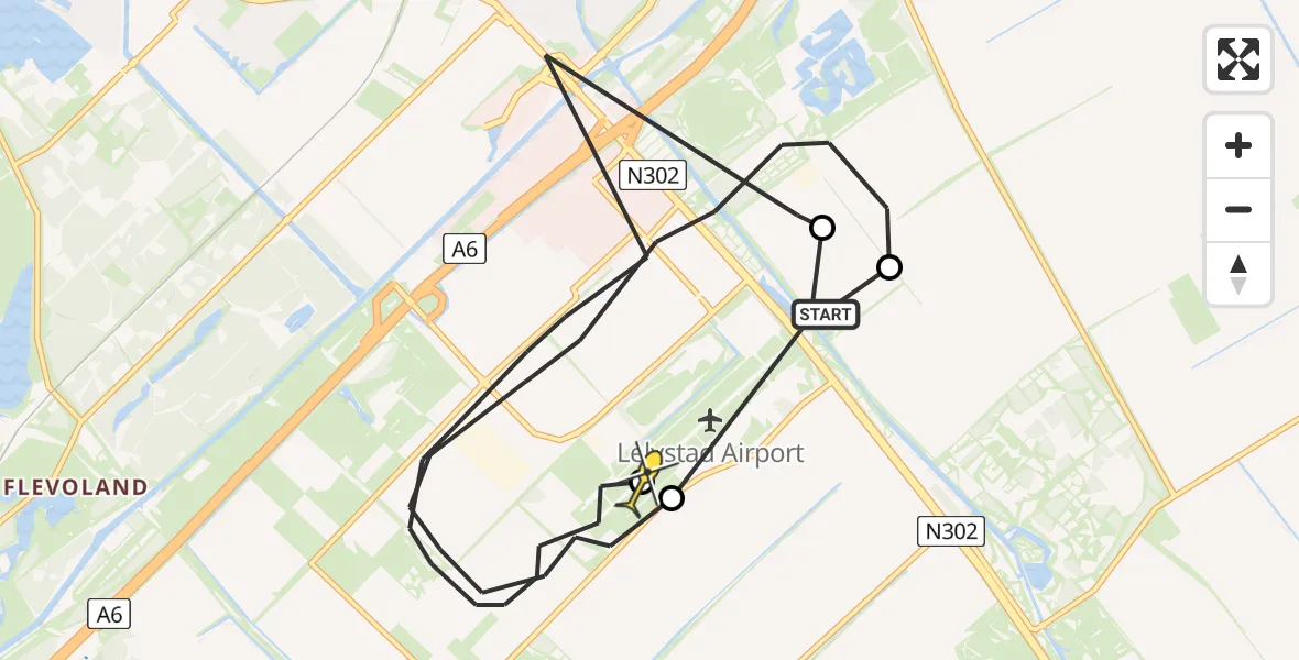 Routekaart van de vlucht: Ambulanceheli naar Lelystad Airport, Lisdoddeweg