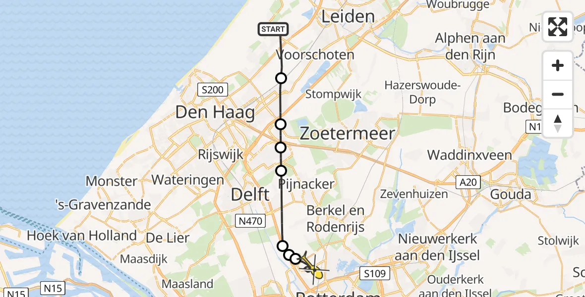 Routekaart van de vlucht: Lifeliner 2 naar Rotterdam The Hague Airport, Hofcampweg