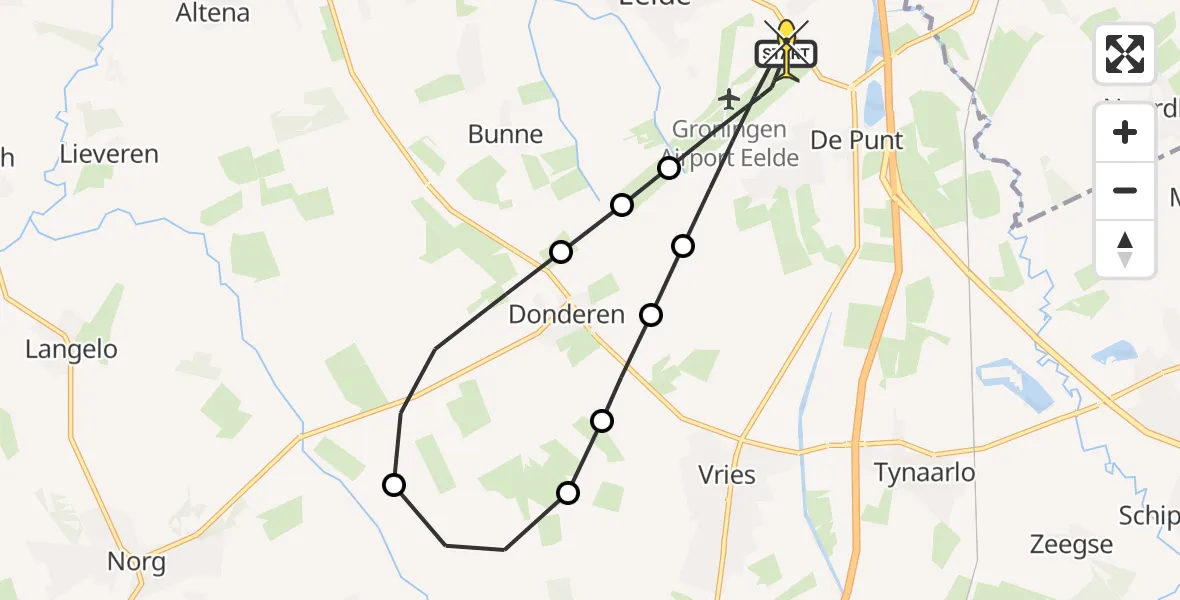 Routekaart van de vlucht: Lifeliner 4 naar Groningen Airport Eelde, Vissersweg