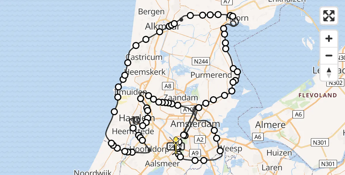 Routekaart van de vlucht: Politieheli naar Schiphol, Nieuwe Meerlaan