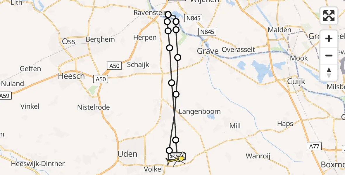 Routekaart van de vlucht: Lifeliner 3 naar Vliegbasis Volkel, Millsebaan