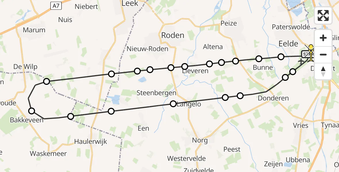 Routekaart van de vlucht: Lifeliner 4 naar Groningen Airport Eelde, Hoofdweg