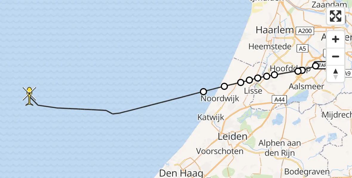 Routekaart van de vlucht: Politieheli naar Ceintuurbaan