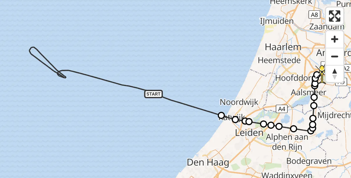 Routekaart van de vlucht: Politieheli naar Schiphol, Thermiekstraat