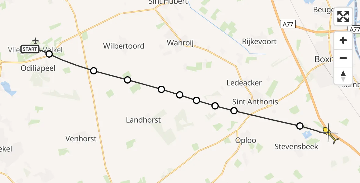 Routekaart van de vlucht: Lifeliner 3 naar Vortum-Mullem, Zeelandsedijk