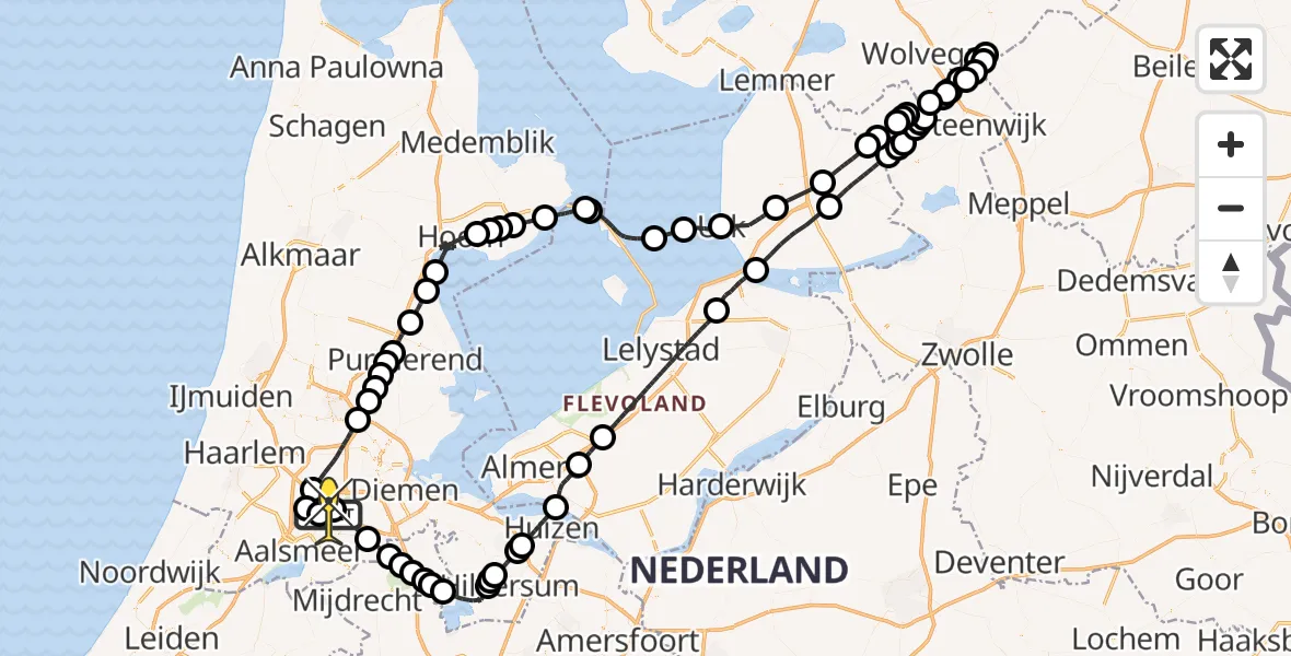 Routekaart van de vlucht: Politieheli naar Schiphol, Nieuwe Meerlaan