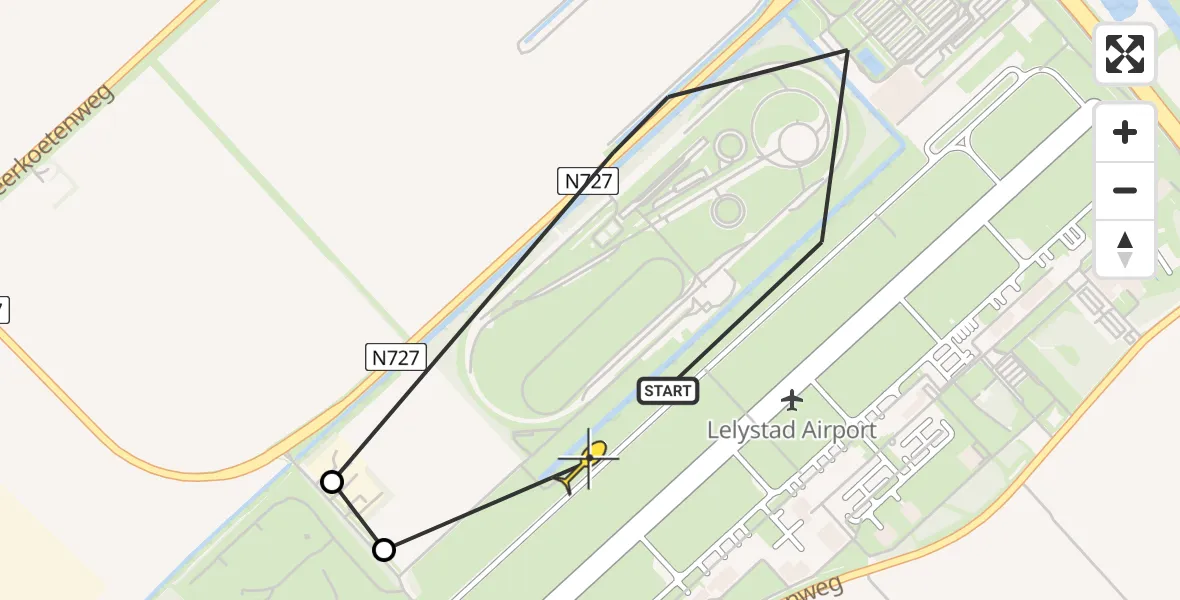 Routekaart van de vlucht: Traumahelikopter naar Lelystad Airport, Terminalplein