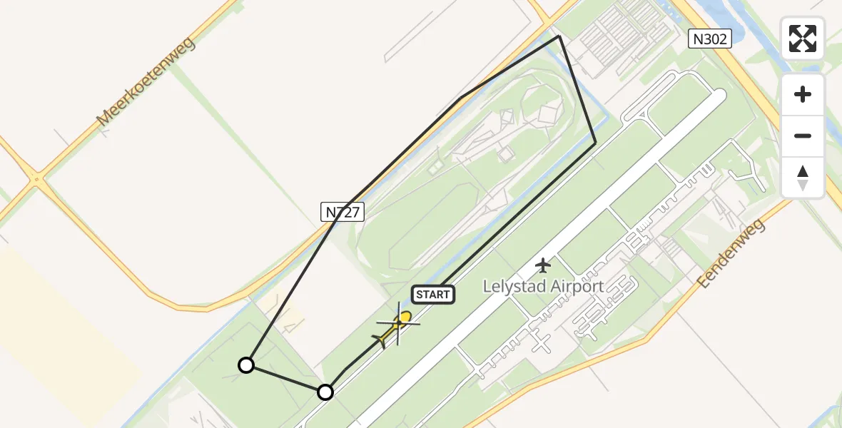 Routekaart van de vlucht: Traumahelikopter naar Lelystad Airport, Albert Plesmanlaan
