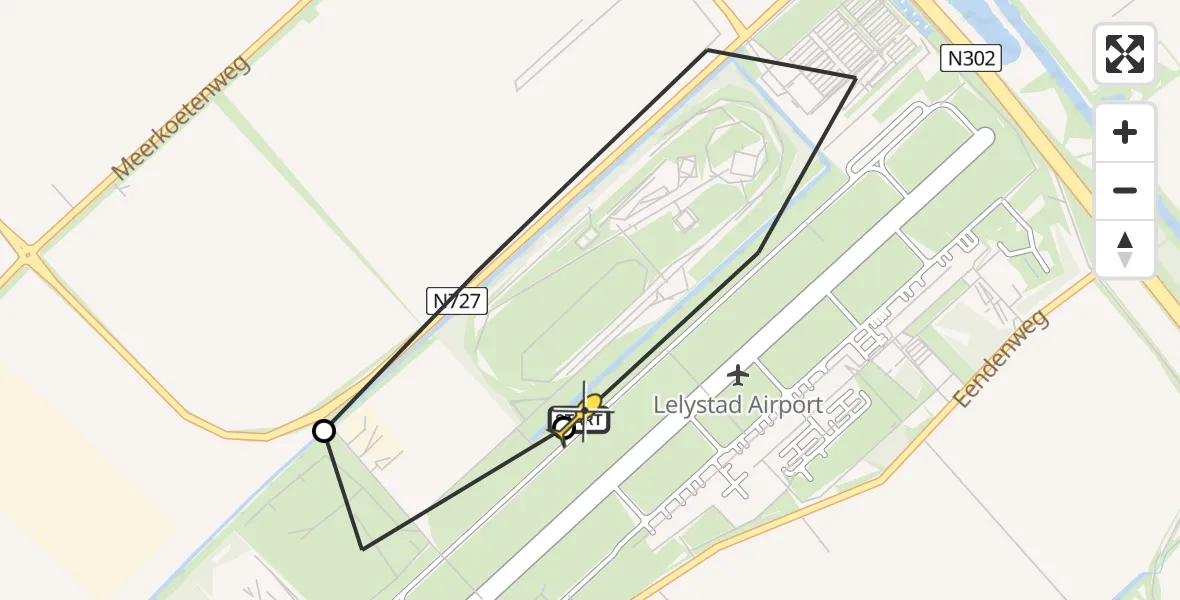 Routekaart van de vlucht: Traumahelikopter naar Lelystad Airport, Terminalplein
